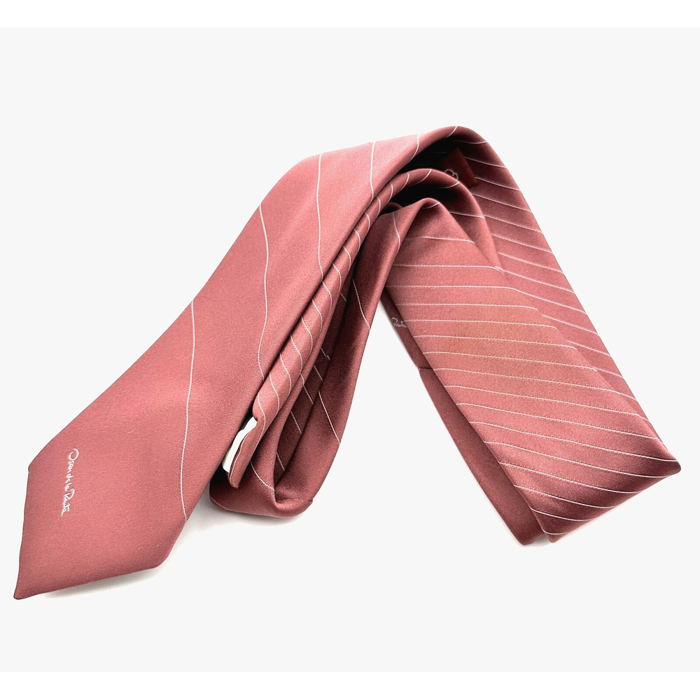 Vtg Oscar De La Renta Tie Mauve Pinstripe 70s 80s Wedding Church Costume Luxury